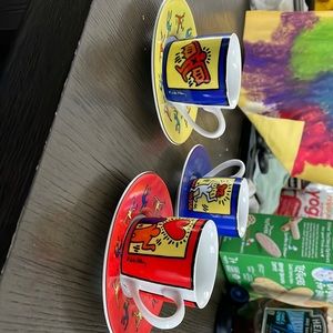 The beautiful art of Keith Hardy cappuccino cup set never used